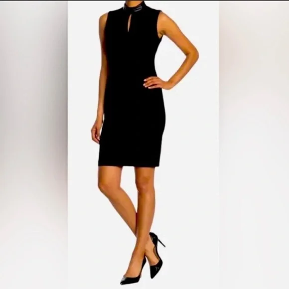 Calvin Klein Women's Sleeveless Keyhole Mini Dress - Black - 12 Calvin Klein Women's Sleeveless Keyhole Mini Dress - Black - 12